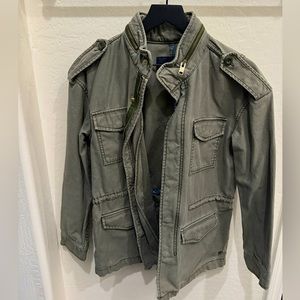 Green utility jacket with optional hood - Small